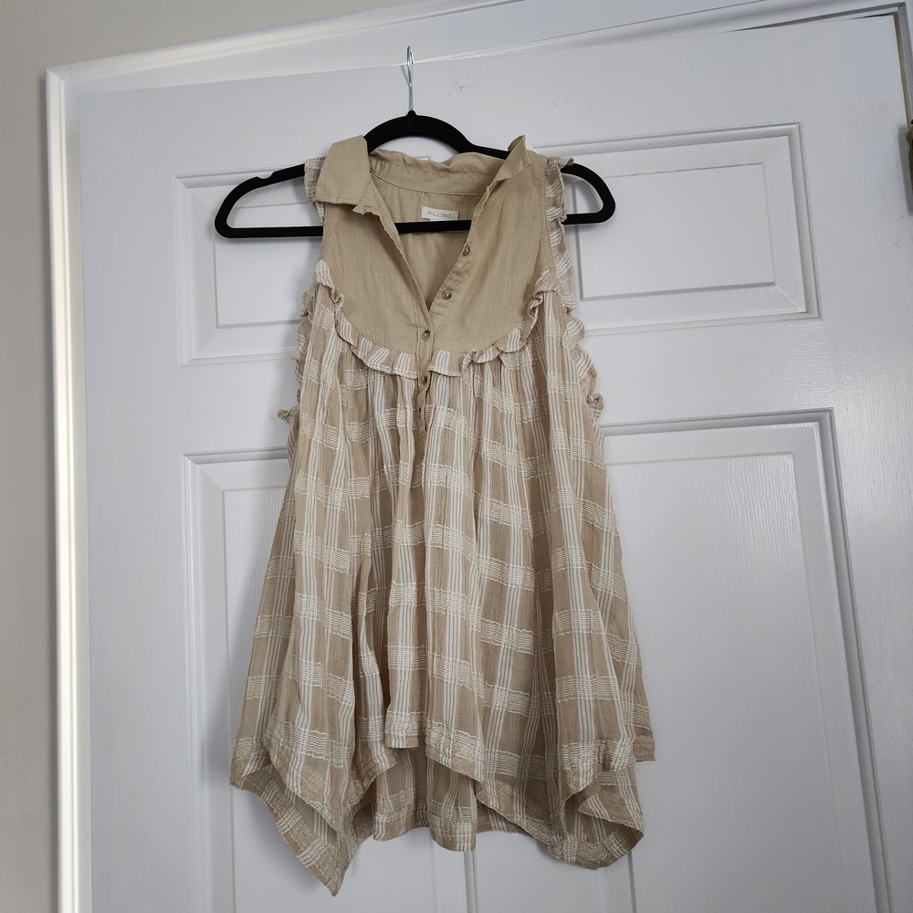 Pilcro Light Beige Textured Blouse By PILCRO